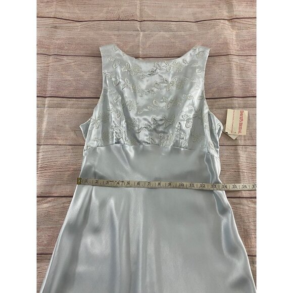 NWT Michaelangelo David's Bridal Ice Blue Satin Sleeveless Dress - 12 - Picture 4 of 14
